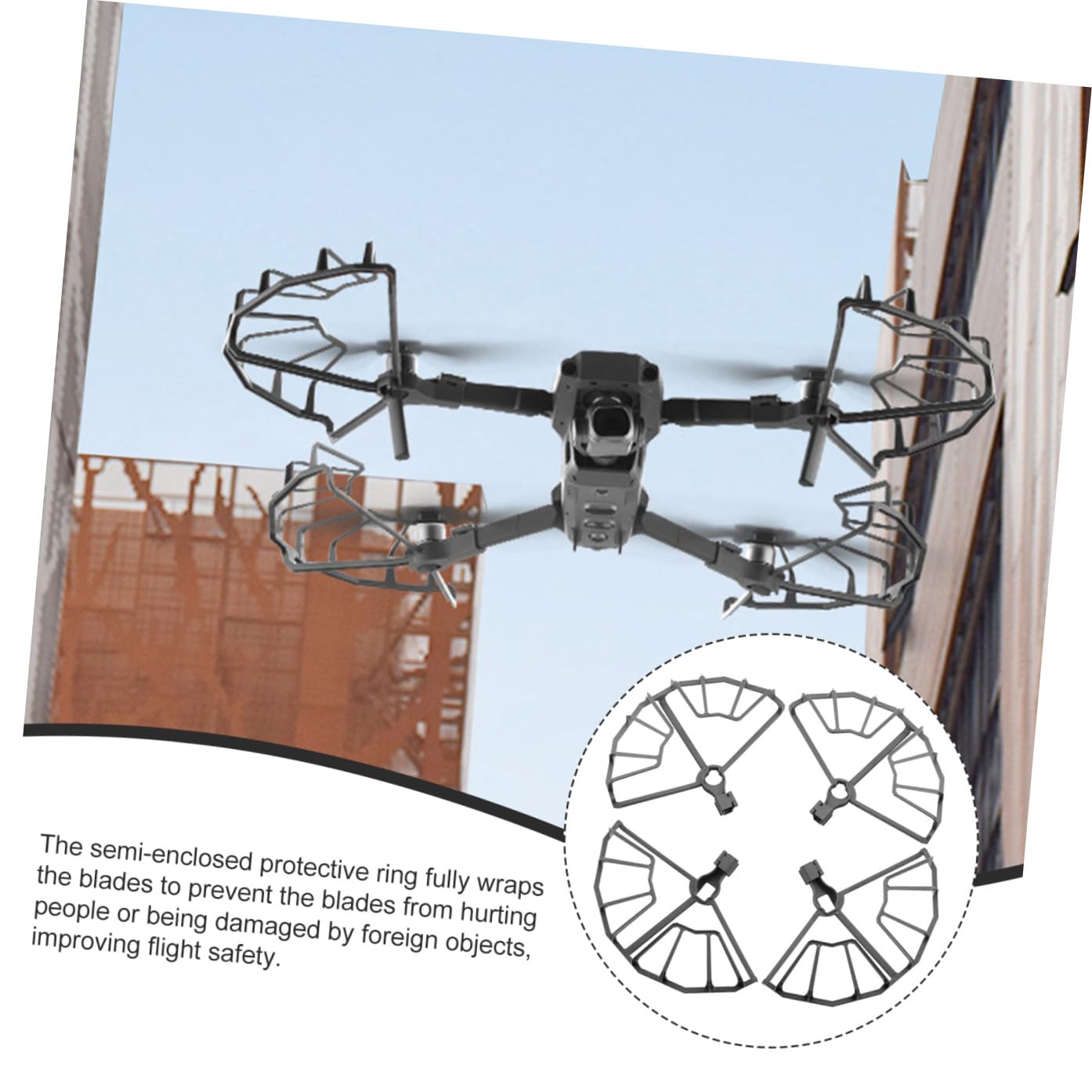 4 Piezas Protector de Hélices para Drones Zoom de Anillos de Protección Ligera para Evitar Daños Caídas Instalación Rápida y Accesorios de Drones