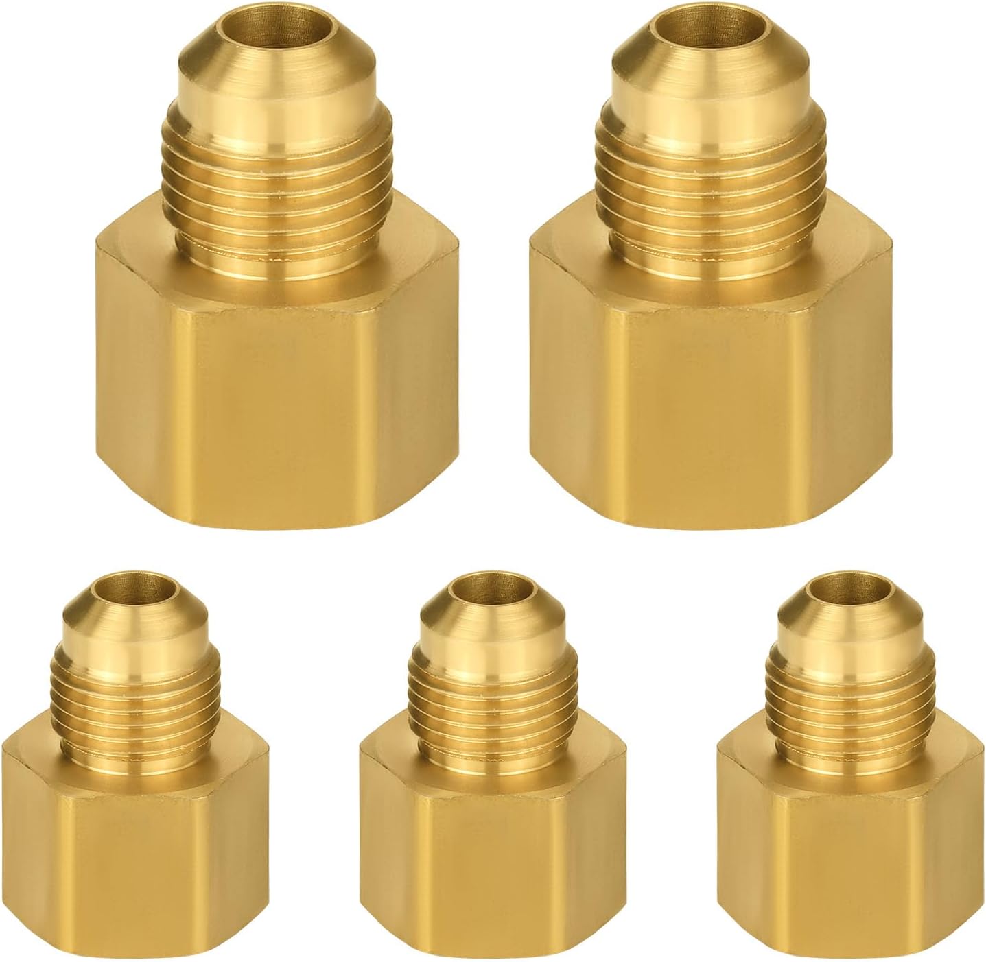 (Pack of 5) EFIELD Brass Tube Flare Fittings Coupling Adapter, 5/8 in. Flare x 1/2 in. Female Reducer Pipe,(FLARE034)