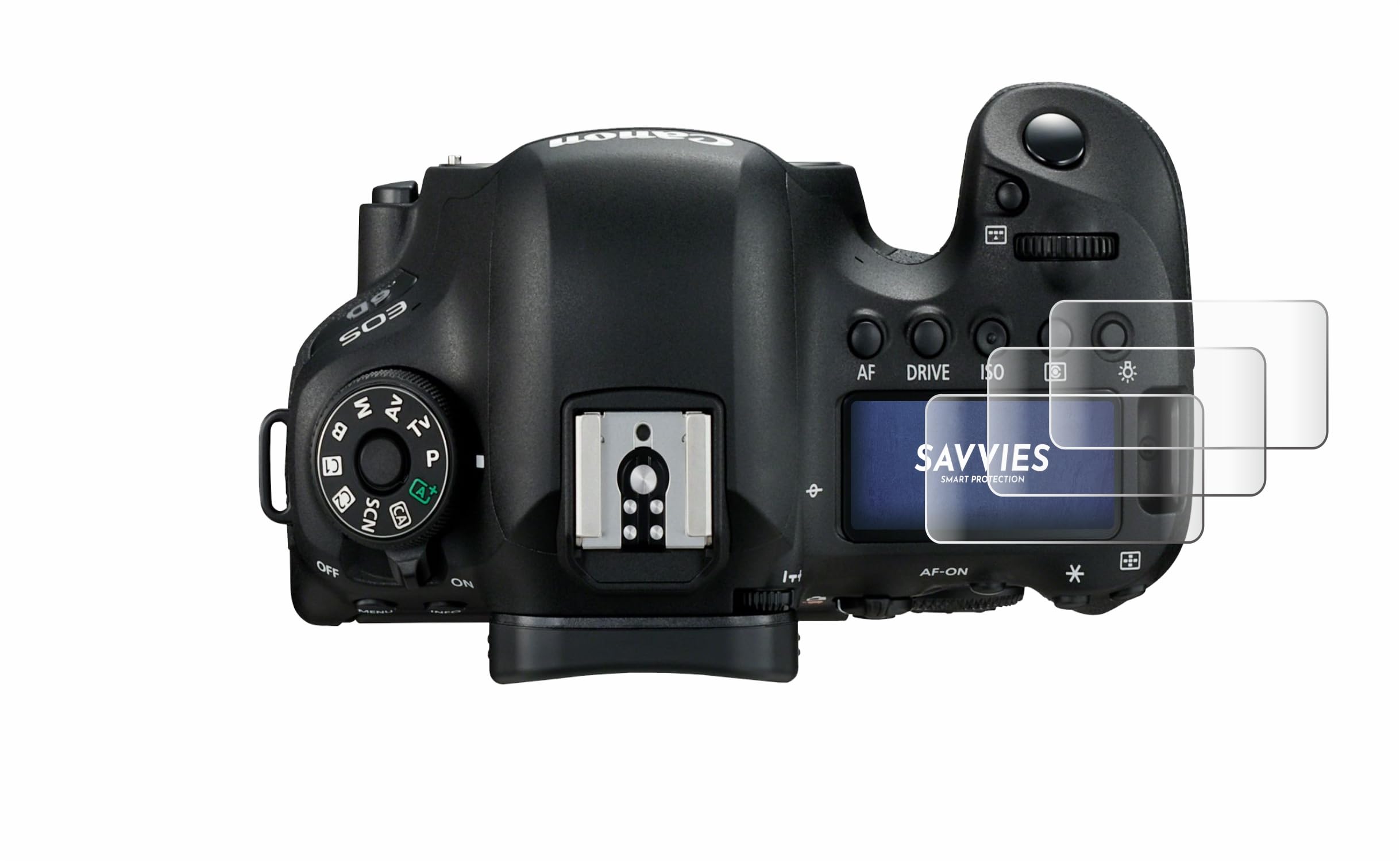 savvies 4x Full-Screen Protection Film compatible with Canon EOS 6D Mark II (top plate display) Full Cover Screen Protector 3D Curved [Edge to Edge], Clear