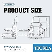 Vista 2 de TICSEA Asiento universal para carretilla elevadora, asiento de tractor con cinturón de seguridad retráctil y respaldo ajustable, reposacabezas