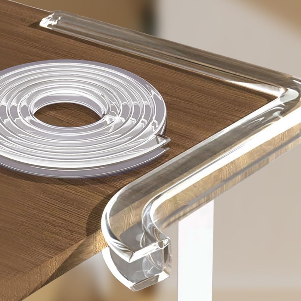 YCBTPS 5m Transparenter U-Form Kantenschutz, Kantenschutzstreifen Für Glastische, Dichtungsstreifen 0.5-26mm Gummi Kantenschutzprofil, Einfache Montage(8-9mm)