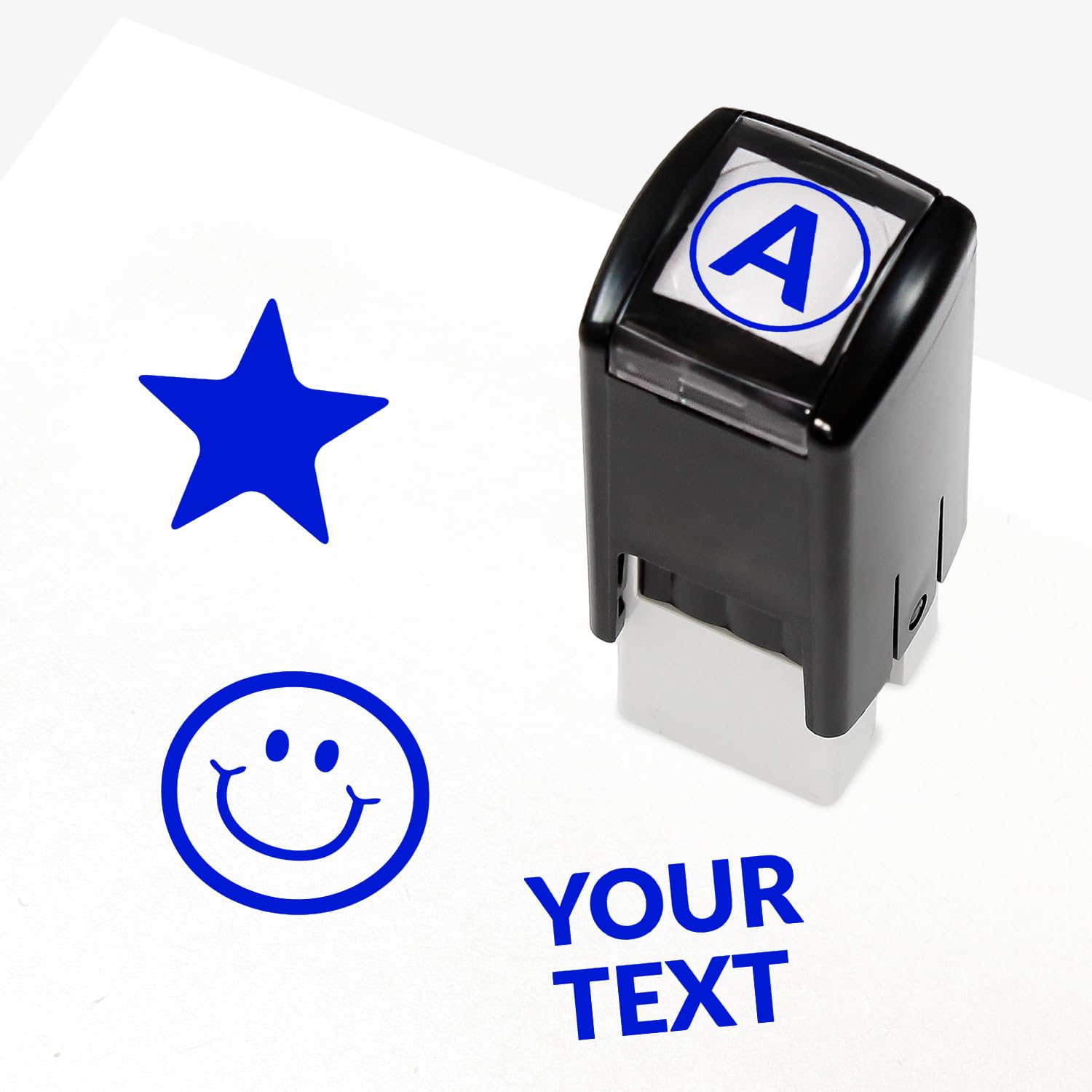 1 Personalised Customised Stamper Stamp Loyalty Packaging Impression for School Small Business Club 10MM Primary Teaching Services (Black) (Blue)