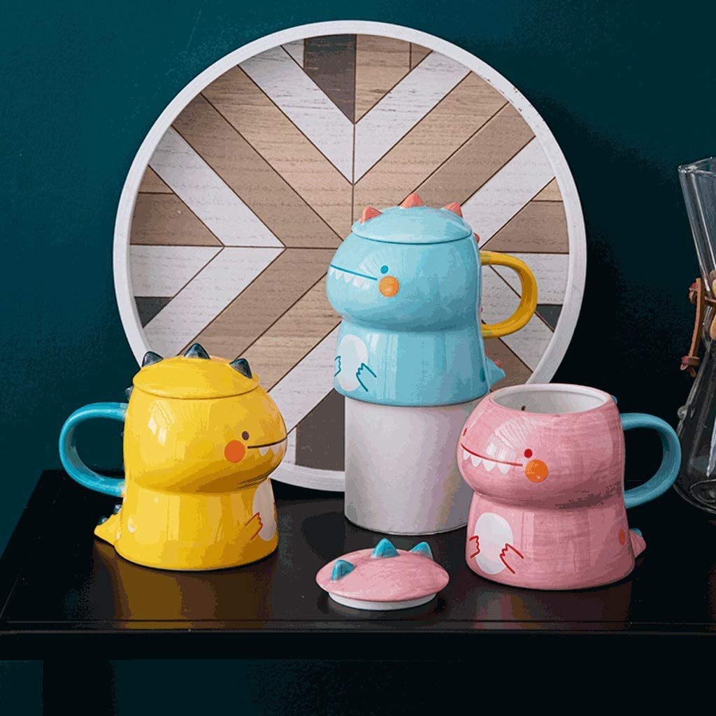 Taza de Té Taza de Café Taza De Café con Forma De Dinosaurio, Taza De Cerámica Bonita, Taza De Café Grande, Gran Regalo, Multifuncional Tazas Taza Cafe (Color : Light Pink, Size : 450ml)