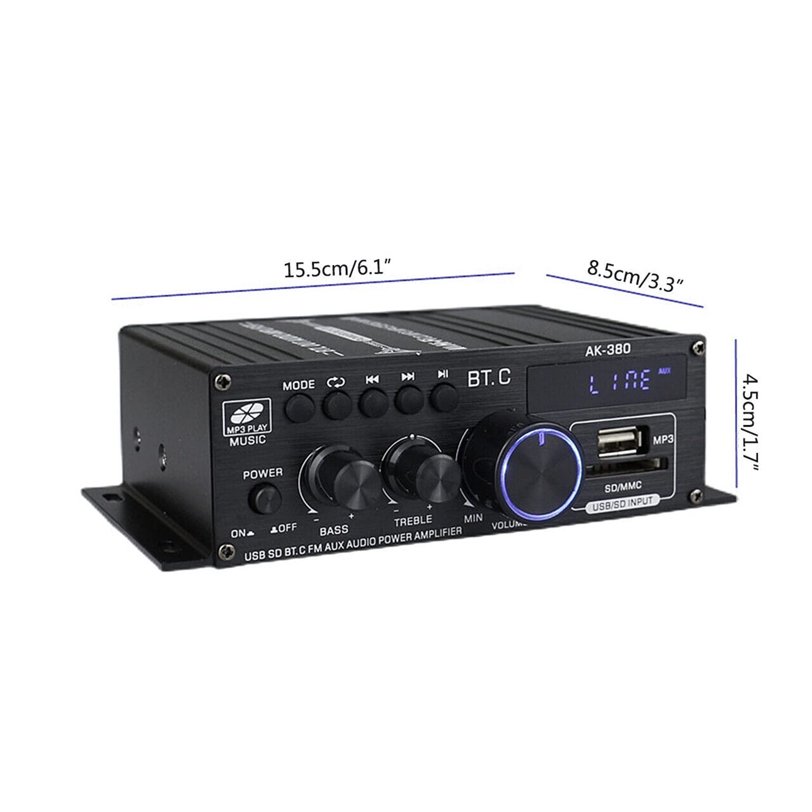 Ampli Voiture, 12V HiFi amplificateur de Puissance stéréo Maison Voiture ampli Basse Voiture Haut-Parleur Classe D Voiture Maison Son amplificateur de Puissance amplificateur de Voiture