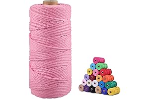 jijAcraft Pink Macrame Cord: 3mm x 328 Feet of Premium Cotton Craft Twine