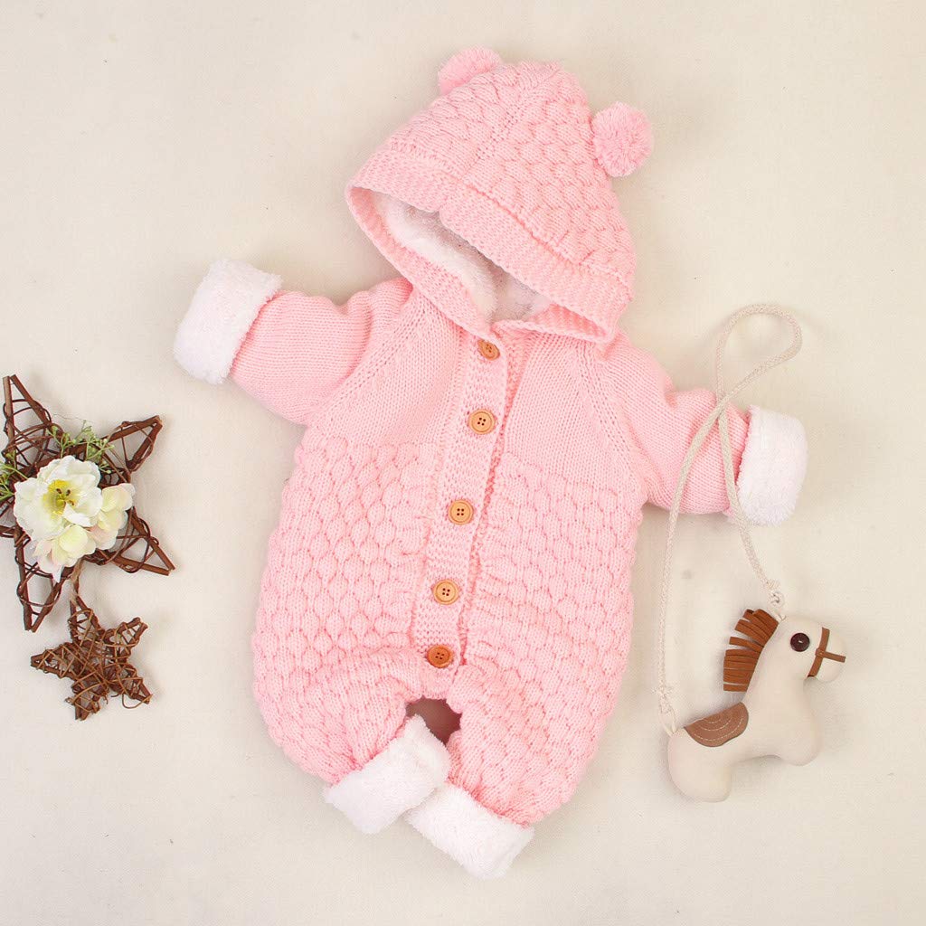 Generisch Newborn - Mono de punto para bebé con capucha, para invierno, de terciopelo
