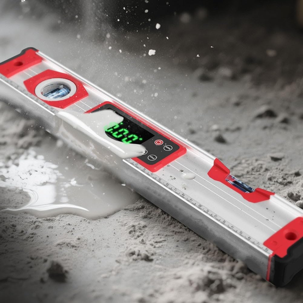 FABULETTA Electronic Digital Level Aluminum Alloy Construction Tool with Magnetic Base Waterproof Dustproof Slope Measurement 0-90° Angle Display(200mm)