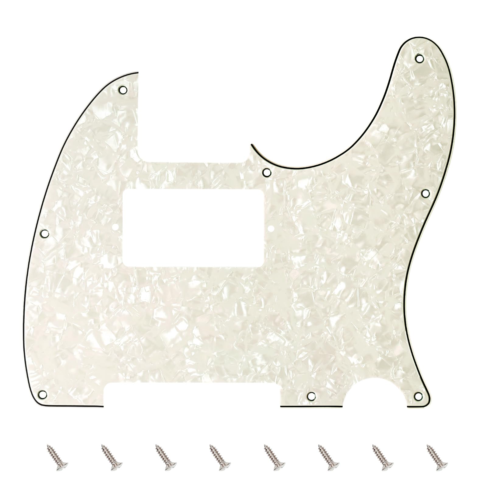 Banworks 4 Ply Tele HS/HH Pickguard 8-Hole Electric Guitar Pickguard Scratch Plate for USA/Mexican Modern Style Standard Tele Telecaster JT/HB-04 Vintage White Pearl