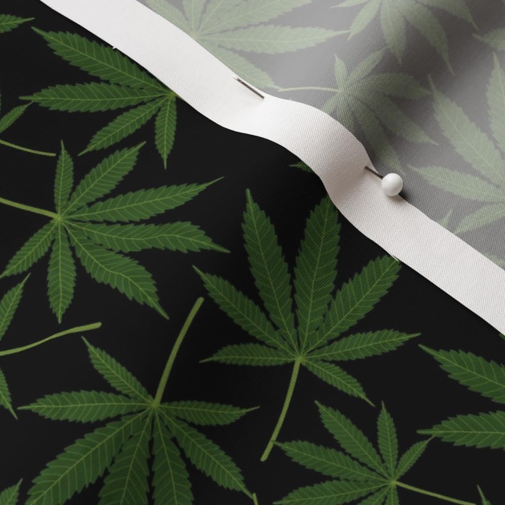 Spoonflower Fabric - Cannabis Leaves Pot Botanical Weed Marijuana 420 Printed on Cotton Poplin Fabric by The Yard - Sewing Shirting Quilting Dresses Apparel Crafts