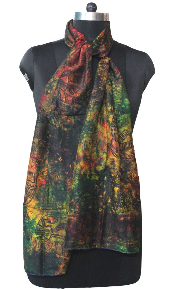 Pañuelo de seda para mujer, teñido anudado, 5 piezas, Multicolor, M