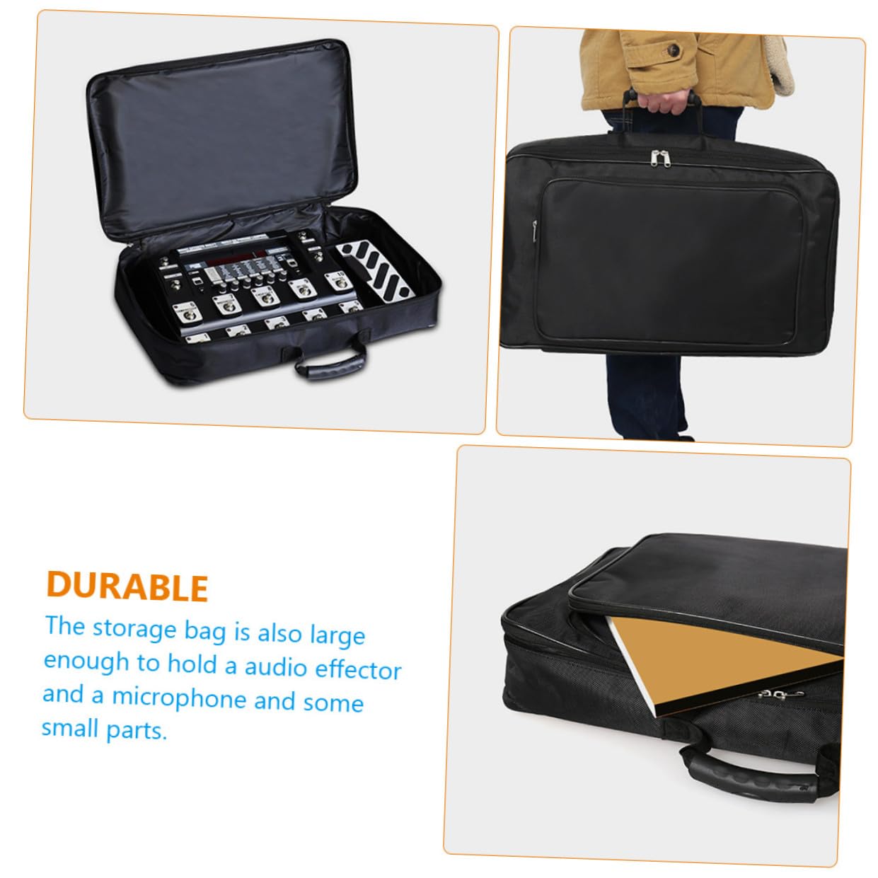 SEWACC Oxford Effektgerät Tasche Xl Stoßfest Wasserabweisend Oxford Gewebe Tragetasche für Gitarren Effekte Audio Effektgeräte Aufbewahrungstasche für Musiker und Reisen