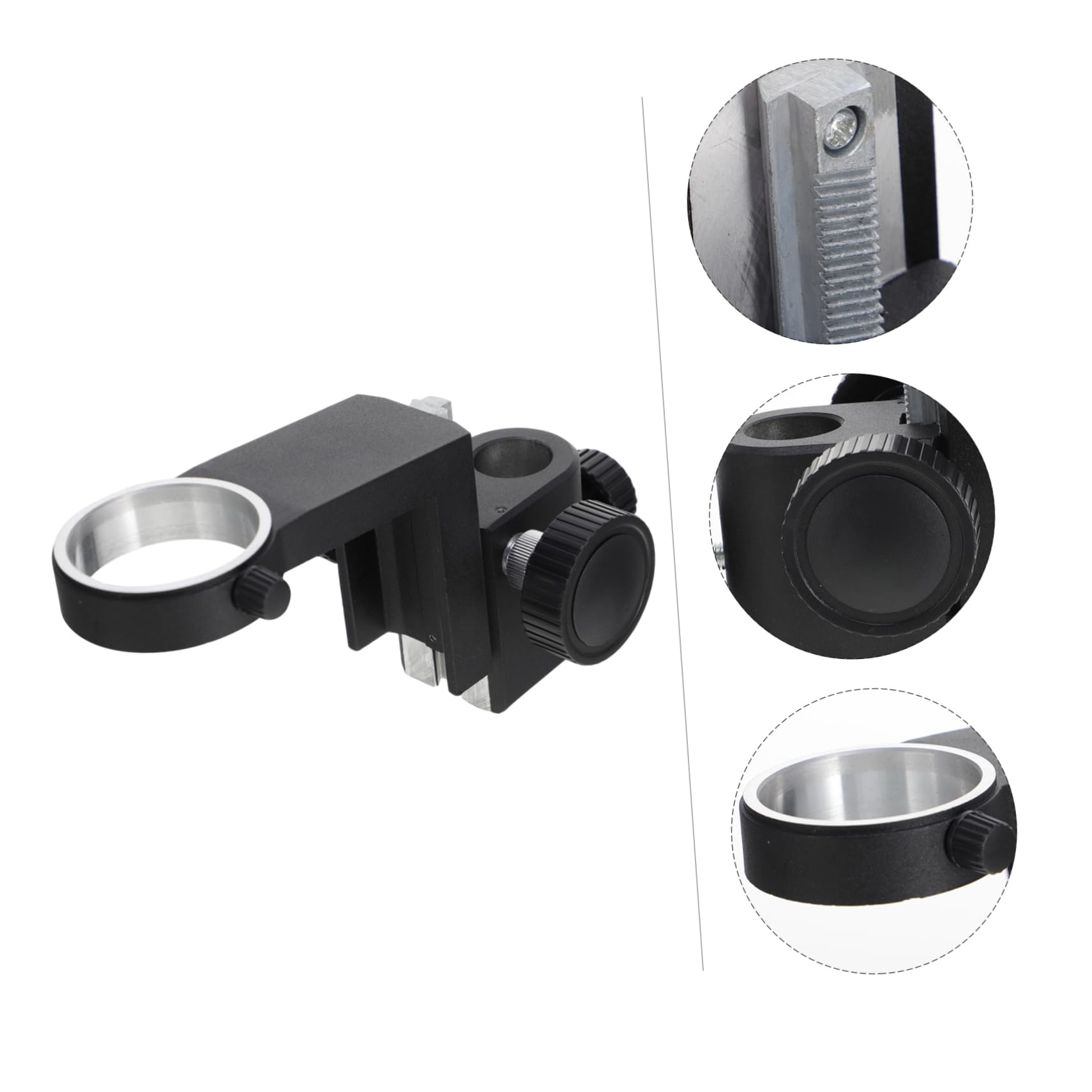 Homoyoyo Soporte de Enfoque de Microscopio 50 Mm para Cámaras Industriales, Plástico Resistente, Perilla de Ajuste Grande, Uso Educativo y Laboratorio, Color Negro
