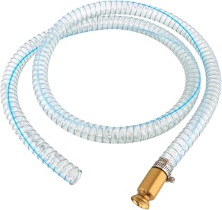 8.2FT 1" Heavy Duty Siphon Hose - Self-Priming Jiggler Pump for Boats, ATVs & Tractors Brass Nipple w/Metal Buckle, Fuel Transfer Tube for Gasoline Fuel Gas, fish tank water exchange and drainage