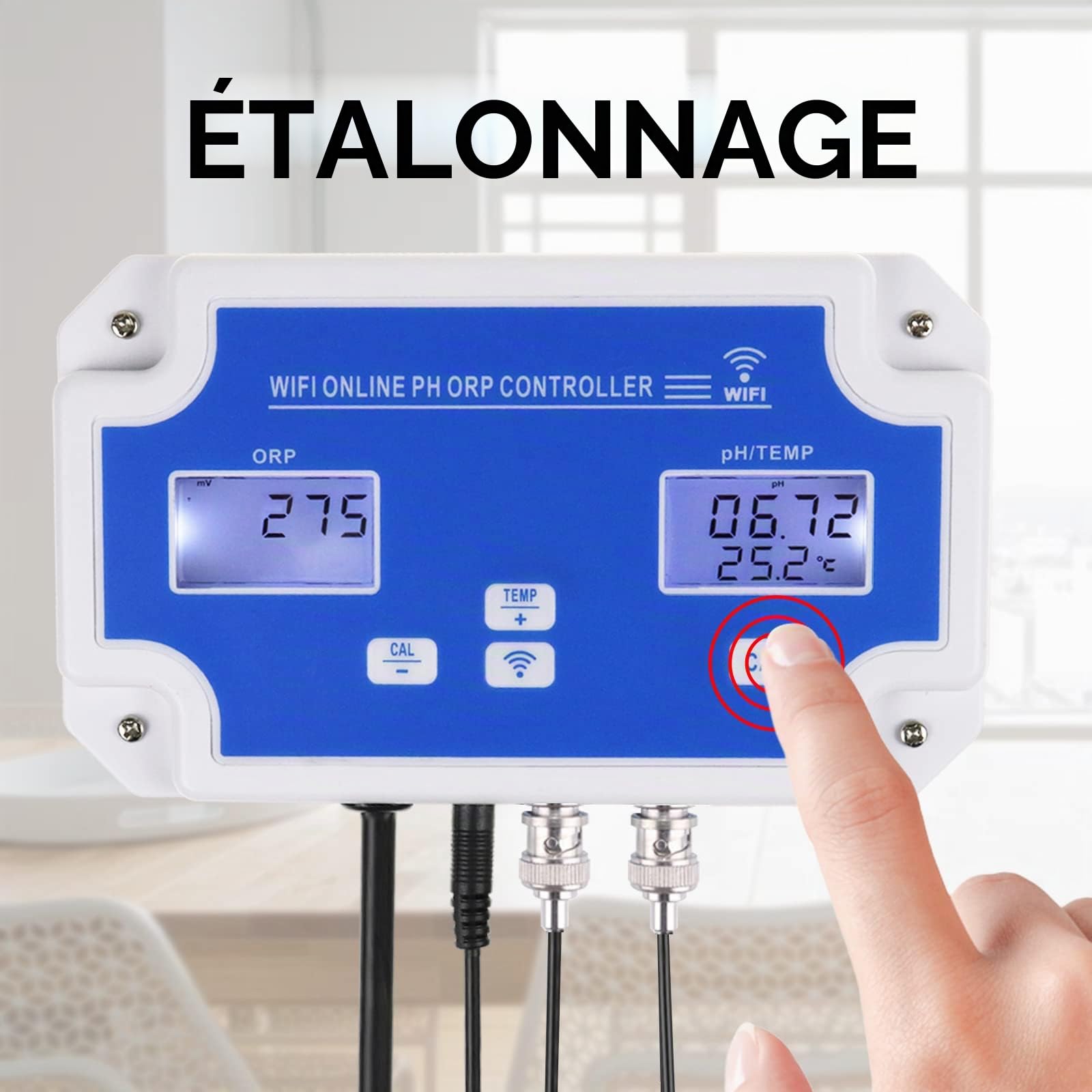 Contrôleur intelligent pH ORP avec surveillance et dosage à distance dans l'eau, sondes remplaçables 3 en 1 pH/ORP/Temp pour culture hydroponique, aquariums et piscine
