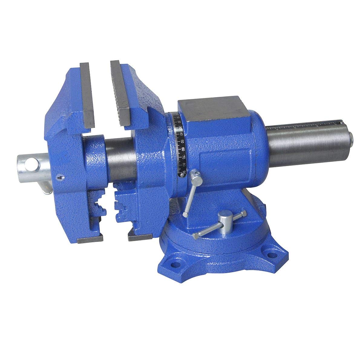 KATSU Tornillo de Banco de 4" 100mm, Abrazadera de Mesa de Banco de Trabajo con Base Giratoria de 360 Grados, Multiusos y Resistente para Mecánicos e Ingenieros 402364