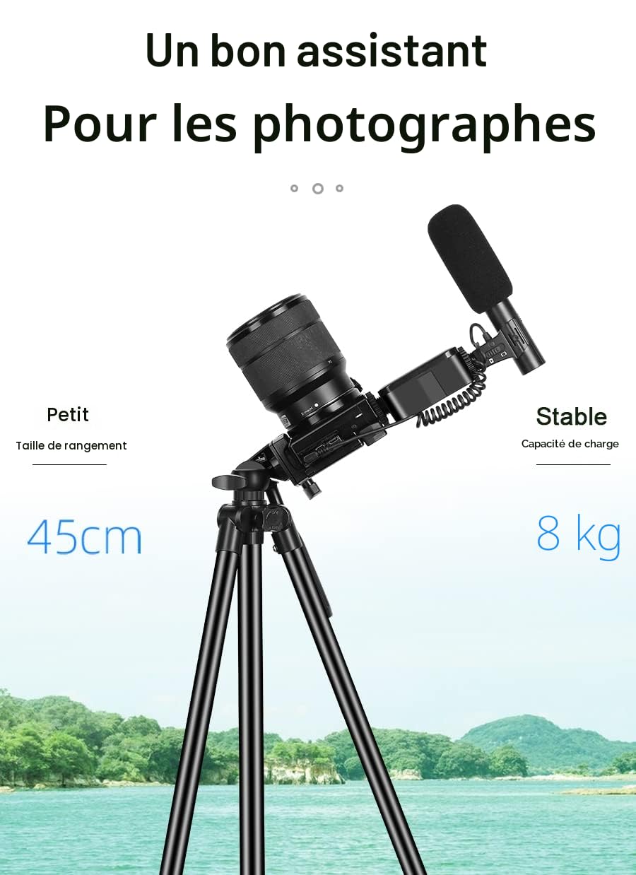 Youtube Kit de vlogging, pour iPhone/téléphone Android/appareils Photo Support de téléphone pour Enregistrement vidéo, avec trépied/Microphone/lumière d'appoint/télécommande de Capture (SPN-PS-01)