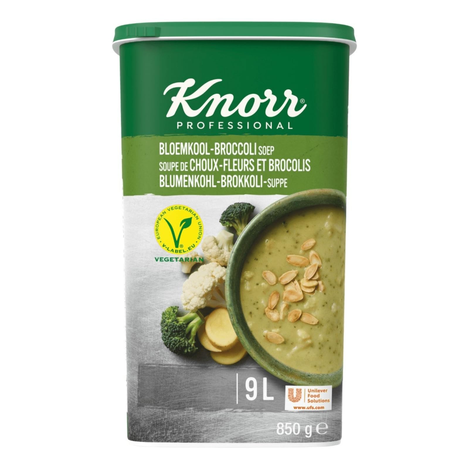 Knorr Professional Classic Sortiment Blumenkohl-Brokkoli-Suppenpulver Ausbeute 9L - Backen Sie 850 Gramm