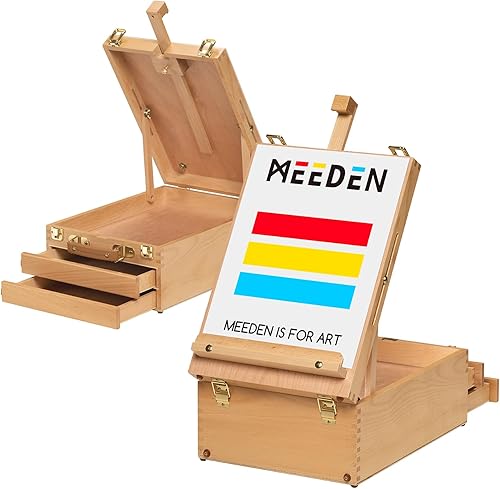 Miniatura 1 de MEEDEN Juego de pintura acrílica con caballete 44 piezas de suministros de arte Kit de pintura con caja de mesa caballete para adultos - 24 pinturas