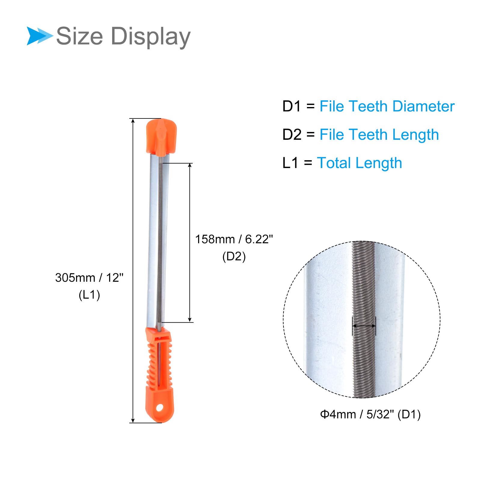 CoCud Chainsaw File, 5/32" (4mm), Chrome Steel Round Sharpener Files with Non-slip Sharpening Guide Handle - Image 2