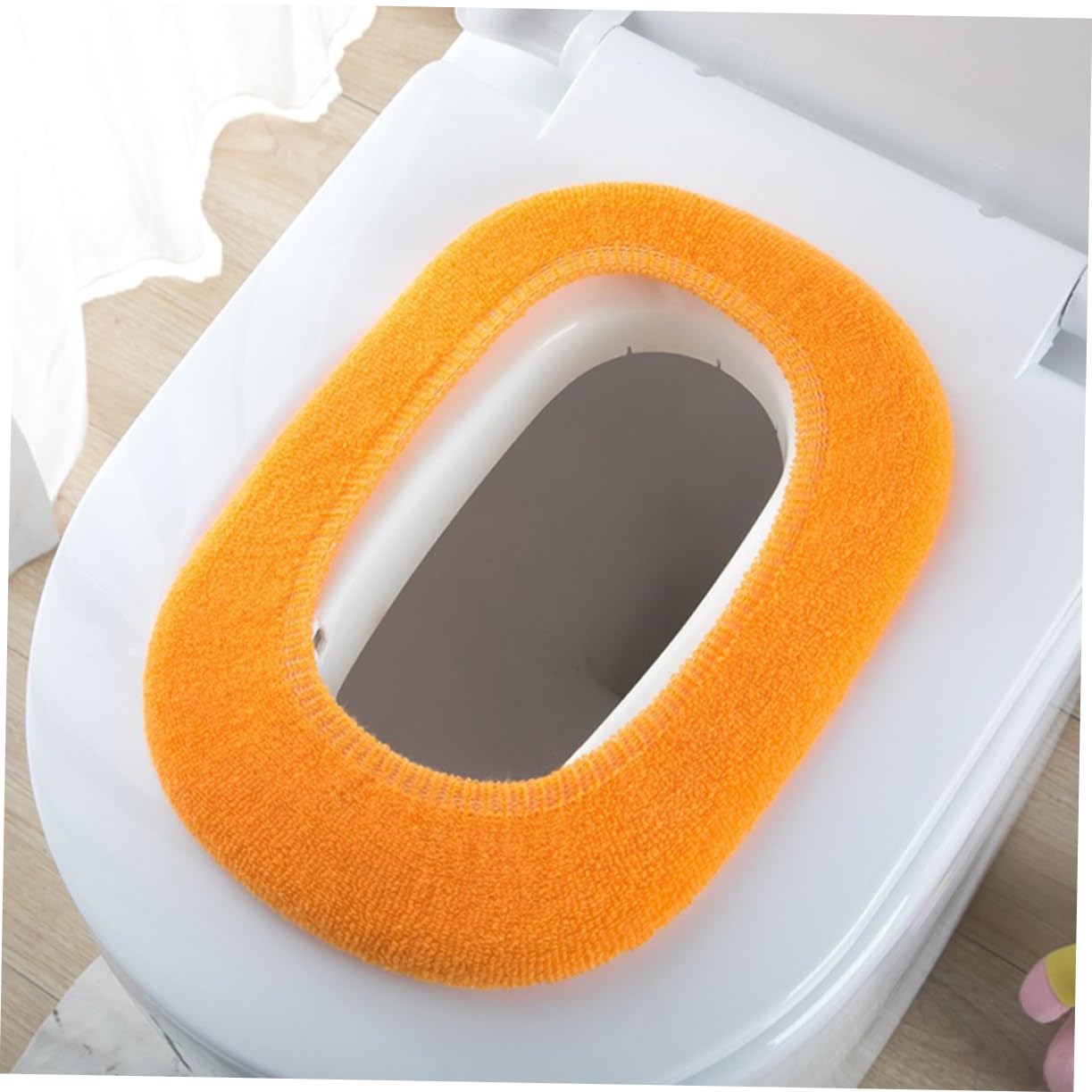 PRETYZOOM Acrylic Toilet Seat Ring Cover 2pcs Thicken Padded Round Seat Pad Warm for Winter