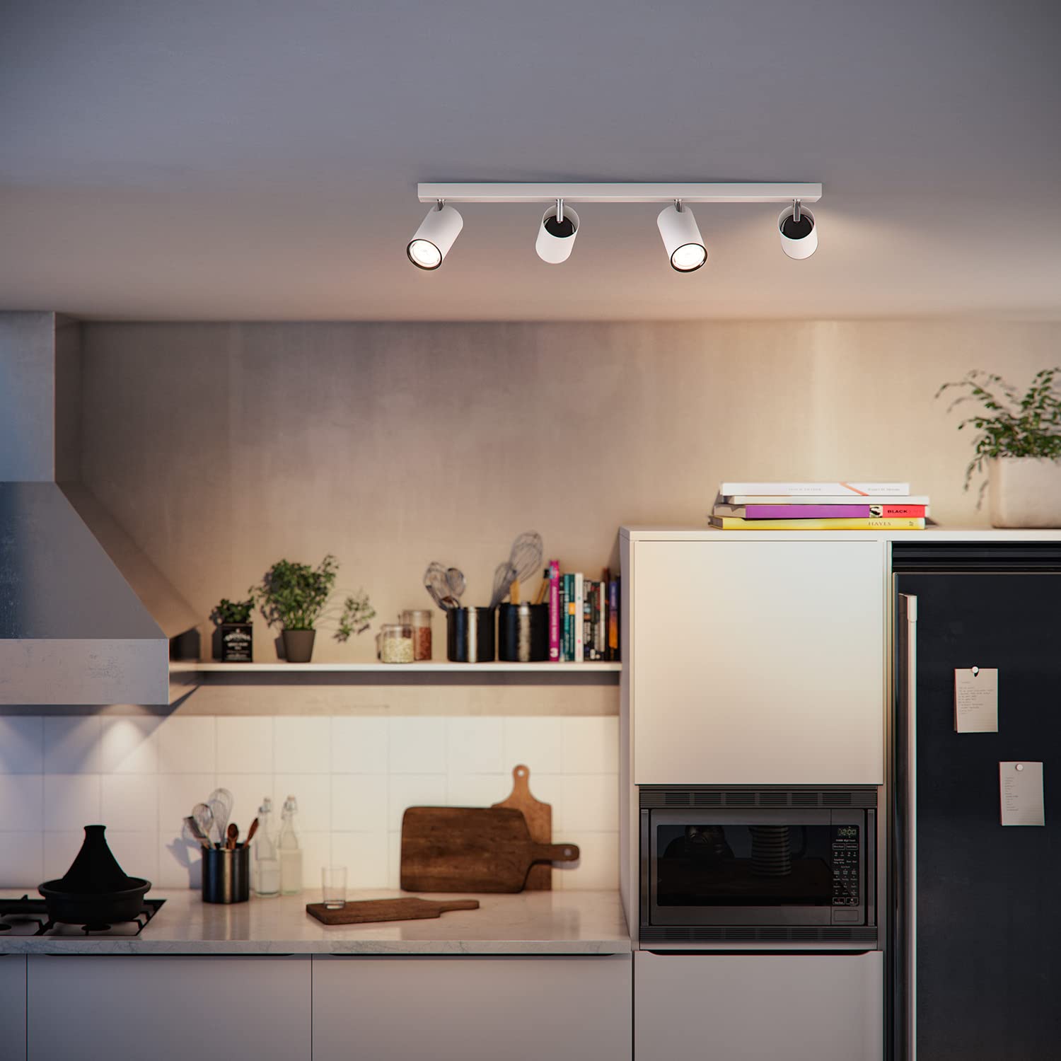 PHILIPS myLiving Kosipo 4-er Deckenspots (4 x 5,5 W), elegante Deckenleuchte mit 4 flexiblen Spots, GU10 Leuchte ohne Leuchtmittel, weiß