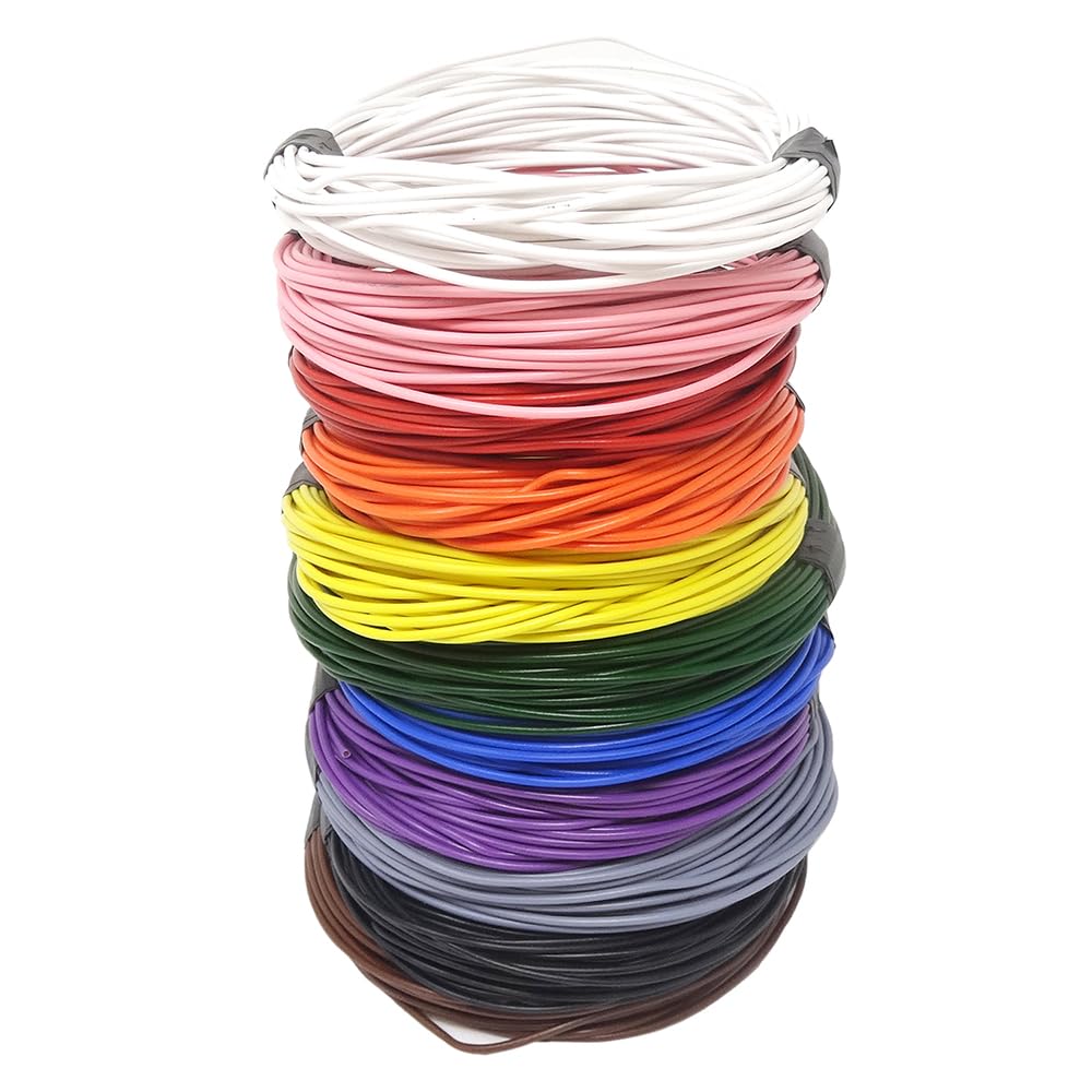 DBG 0.75mm² Automotive Cable – 18 AWG Single Core Thin Wall PVC Wire, 14A Current Rating, Flexible, Ideal for Auto, Marine, and DIY Electrical Applications (11x Core Colours Cable Bundle, 10 Metre)