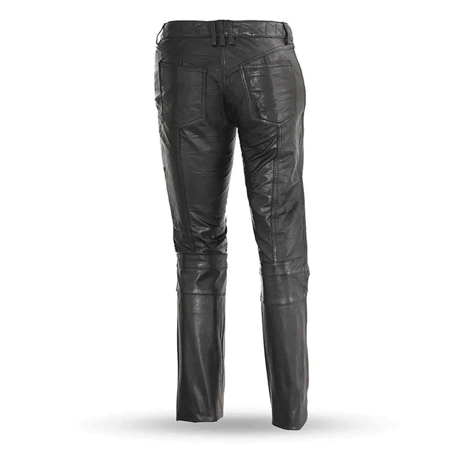 First Mfg Co Vixen Lightweight Leather Pants: 0.8-0.9mm Cowhide, Quilted Detail, Stretch Panels, Satin Lining. Black
