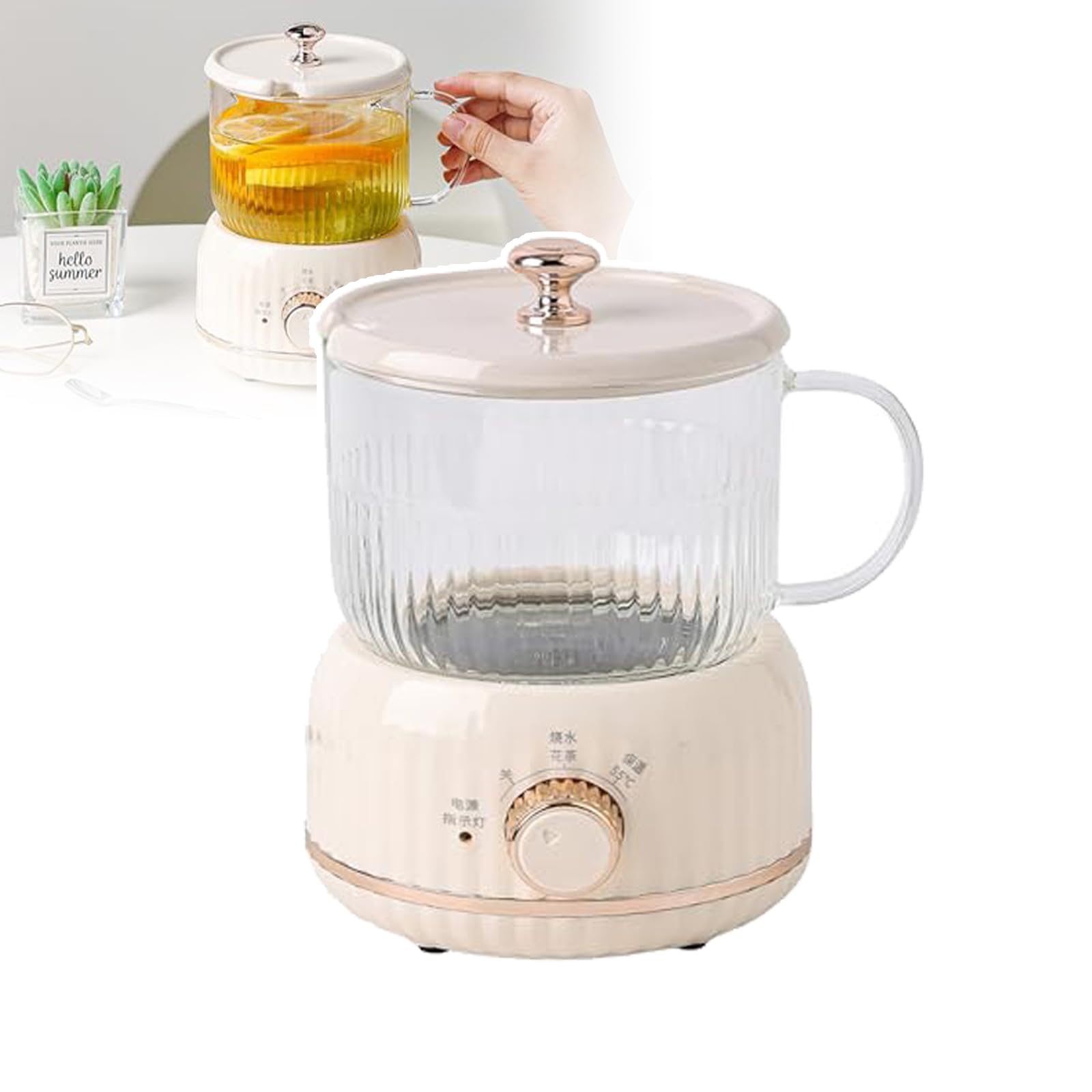 Inteligentny elektryczny kubek grzewczy o mocy 360 W, cichy mini-kubek zdrowotny (600 ml), timer 24-godzinny, w pełni automatyczny czajnik elektryczny do parzenia herbaty,A