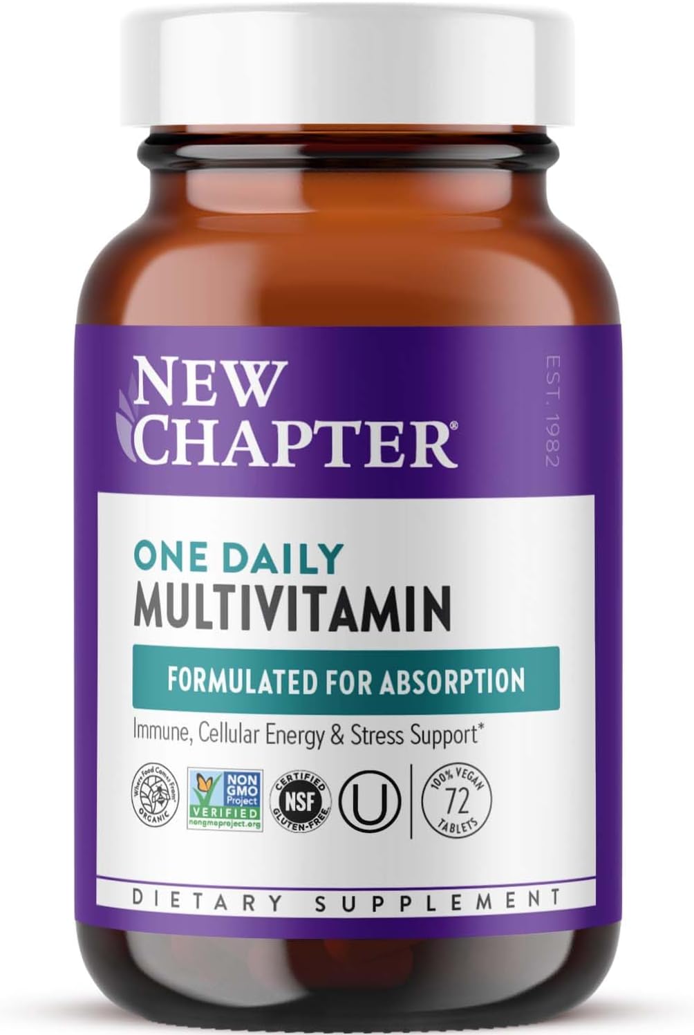 One Daily Multivitamin for Immune, Energy & Stress Support, 20+ Nutrients Fermented with Probiotics & Whole Foods, Made with Organic Vegetables - 72 ct