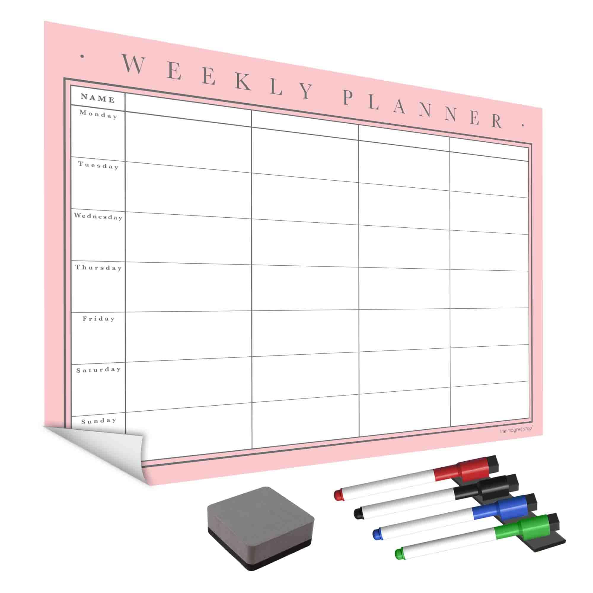 WallTAC A2 Weekly Planner Whiteboard Sticker for Wall | Made in The UK | Easy-to-Remove Dry Wipe Calendar with Reusable Adhesive | Family Meal Planner or to Do List for Home and Office [42 x 60cm] — image 1