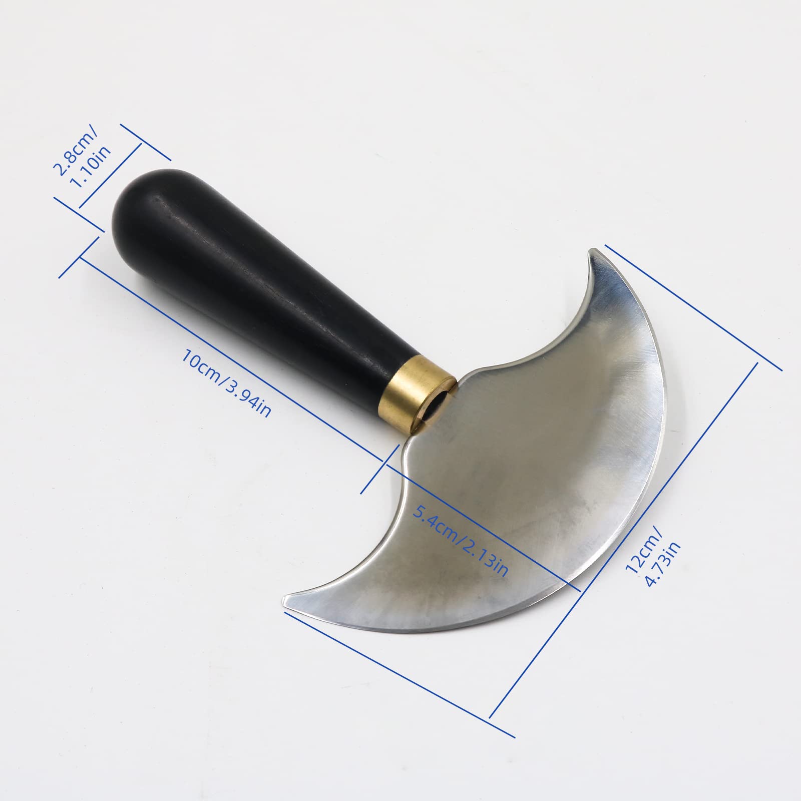 Cuchillo de cabeza redonda de cuero con mango de madera, cuchillo de trabajo de cuero para corte de cuero (grande)