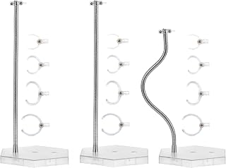 XyviLokit 3-Pack Transparent Action Figure Stands for 1/6 & 1/9 Scale Figures - Adjustable Clamps, Flexible Rods, Screwdriver Included