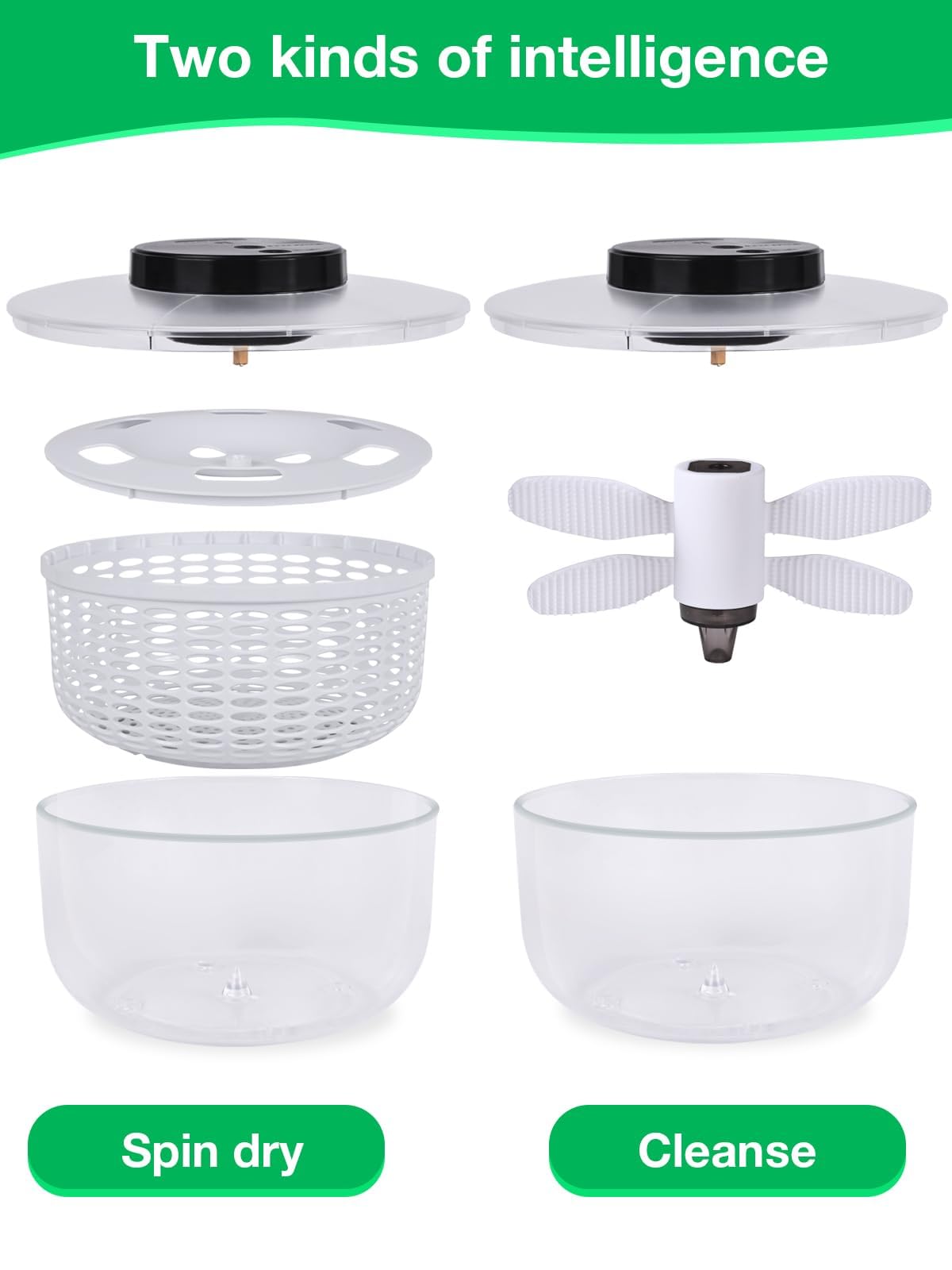 Centrifuga elettrica per insalata, ciotola per la pulizia della frutta 2 in 1, per lavare, centrifugare e asciugare insalata, 6,25 l, ricarica wireless