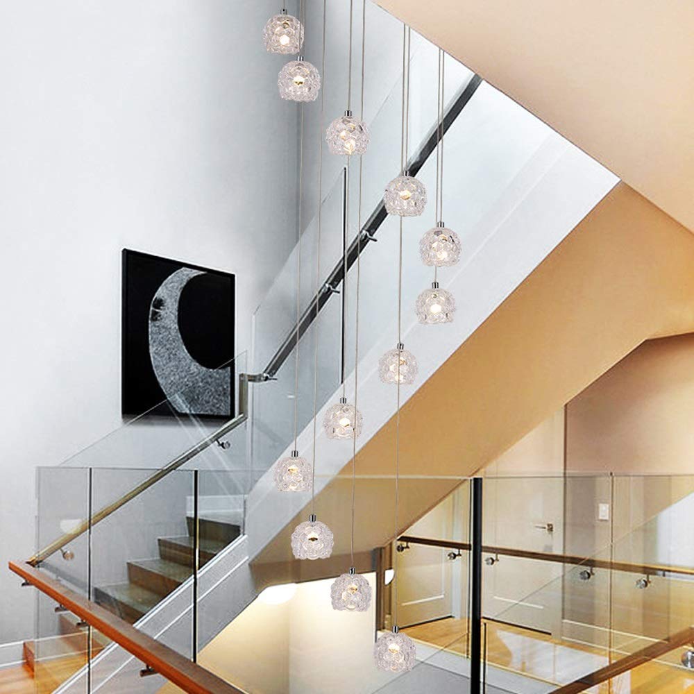 PCXEHUYP lamp Duplex Stair Creative Crystal Glass Minimalist 12-Lights for Living Room Villa Staircase Spiral Chandelier 40x150cm