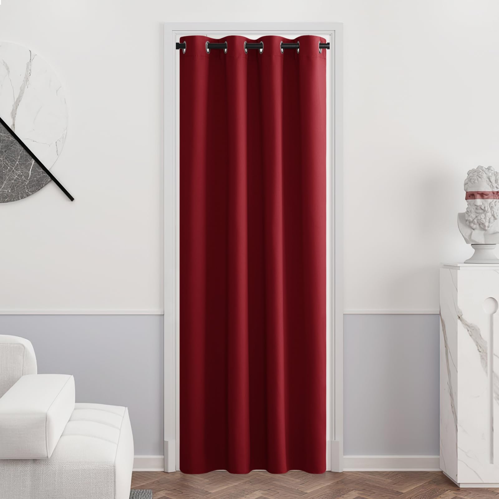 PONY DANCE Tende Camera da Letto Moderna Oscurante ad Anelli Decorazione Natalizie Termiche Isolanti Rosse Curtain per Salotto Eleganti 1 Pezzo L 140 x A 240 cm