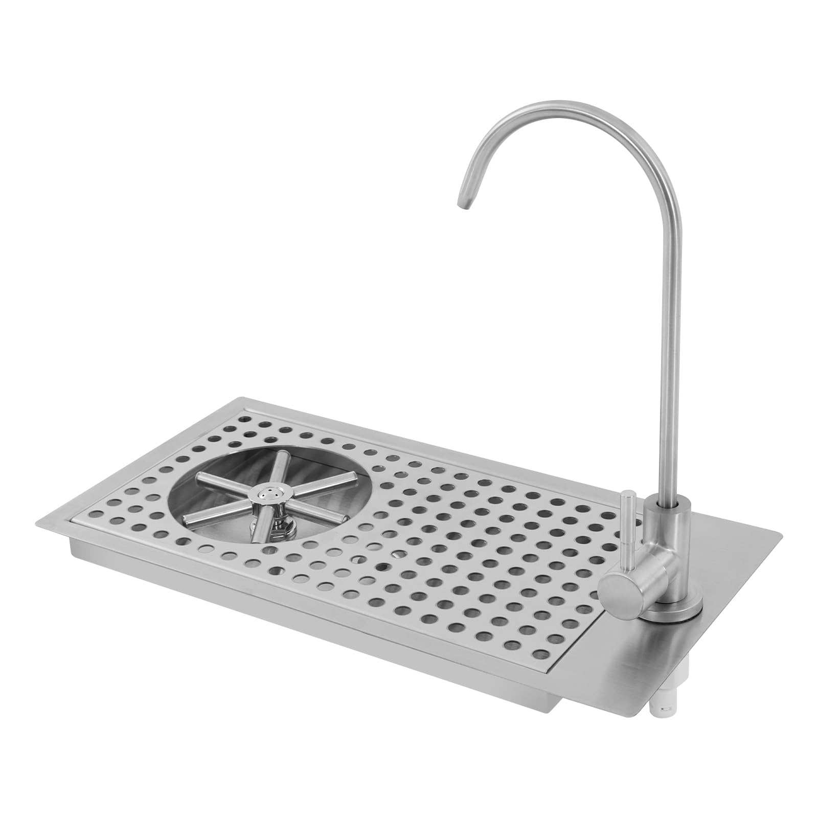 Glass Rinser with Faucet, 304 Stainless Steel Commercial Glass Cleaning Rinser for Bar, Cafe, Restaurant