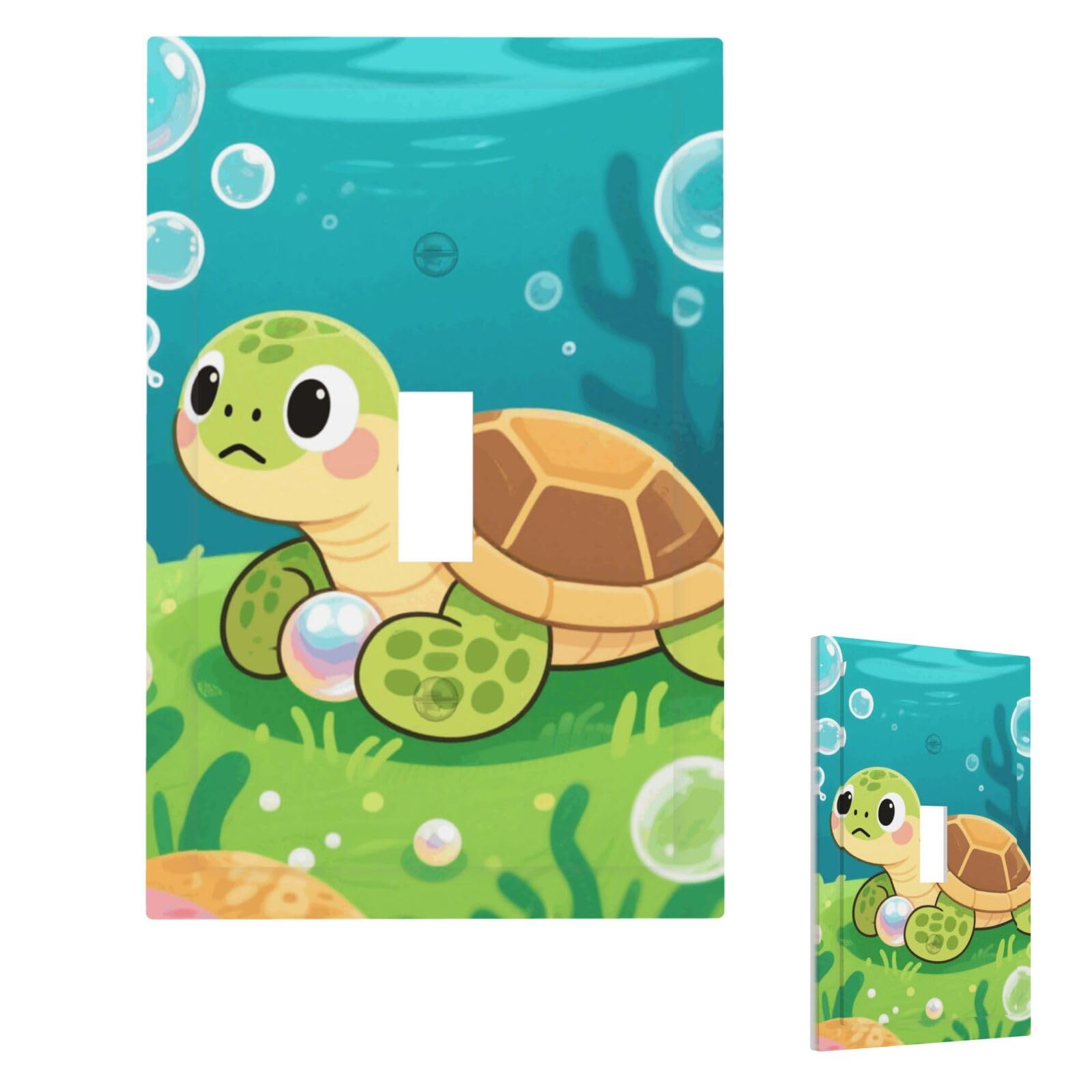Cute Turtles Wall Plate Cover Modern Decorative 1 Gang Light Switch Cover Unbreakable Receptacle Outlet Covers For Living Room Bedroom Home Decor Single Toggle