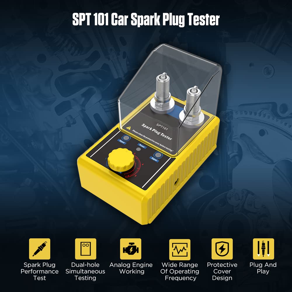Candela Tester Candele Rilevatore a Doppio Foro Accensione Strumento Candela Frequenza di Lavoro Da 0 a 6000 giri/min Analizzatore Tester Candele Regolabile 110 V con Copertura 12 V