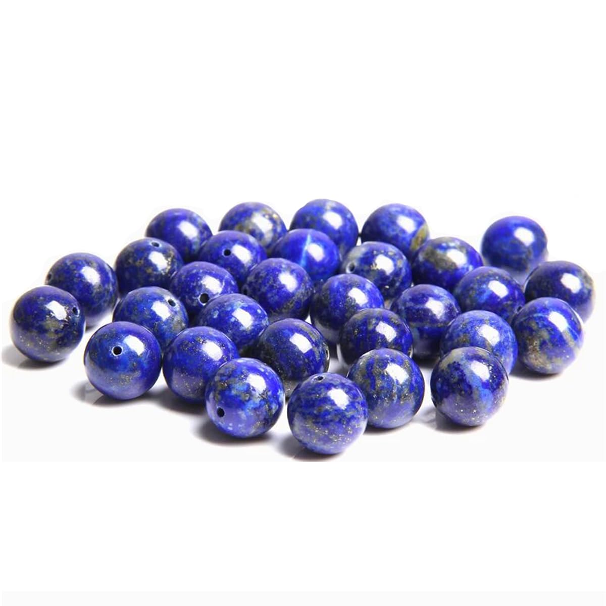 Perles En Lapis Lazuli Naturel - Lot De 60 Perles De 6,4mm - 110 Carats - Neuf