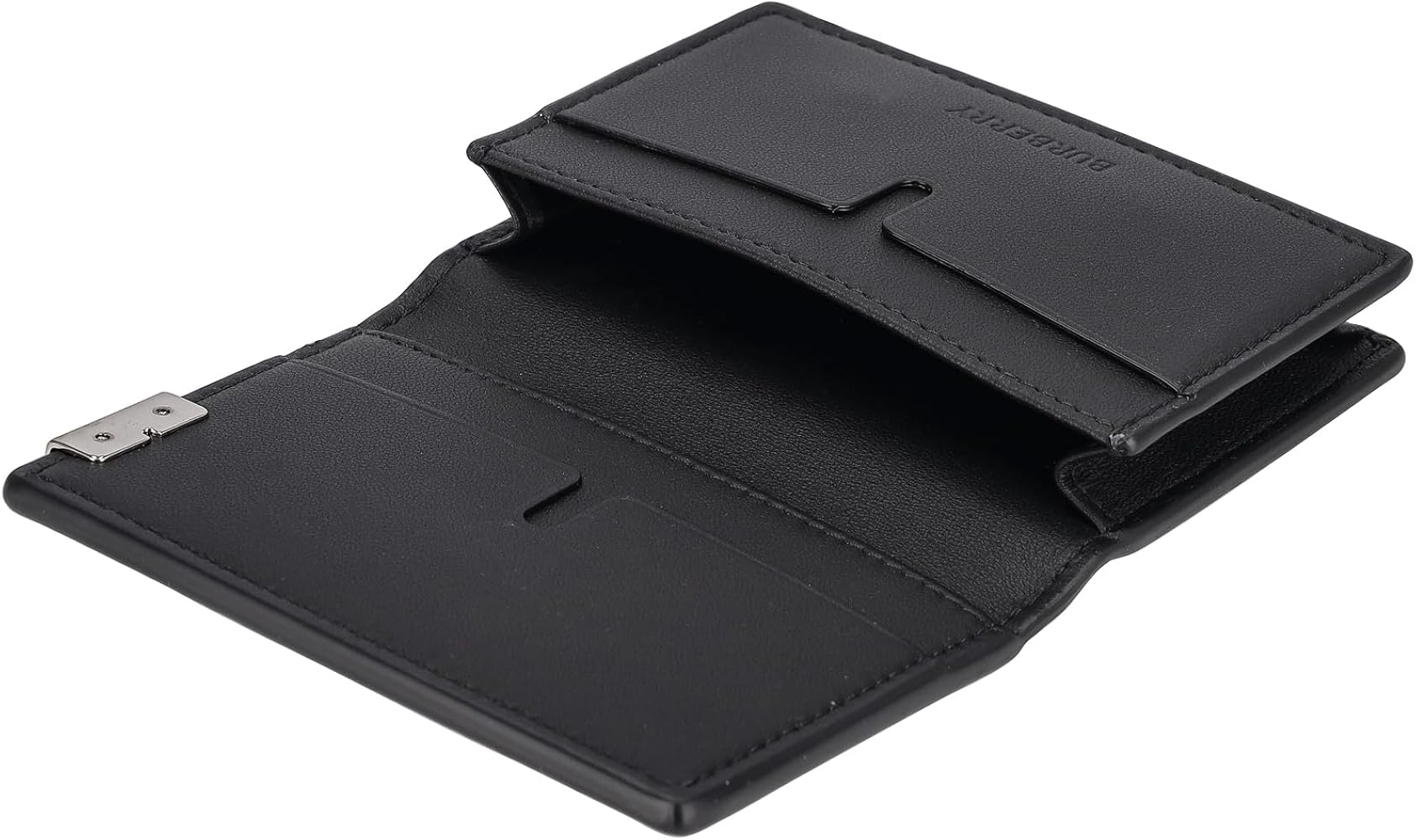 BURBERRY ブラック ケース Embossed Check Folding Card Case in Black - Men, Leather