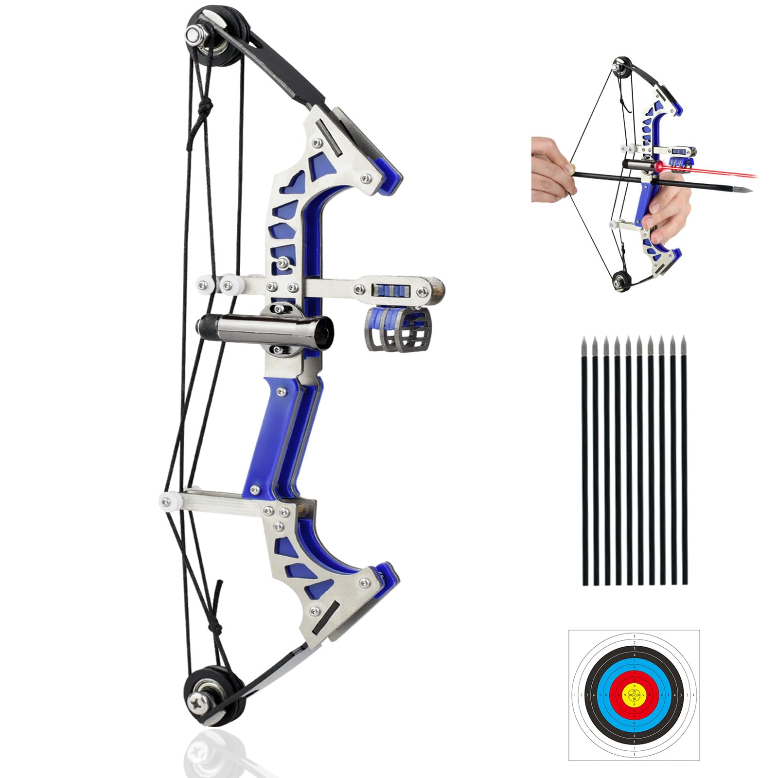 Mini Compound Bow and Arrow Set for Age 14+, Cool Gadget for Man & Women, Archery Hunting Bow for Target Shooting Hunting Games Relieve Pressure Birthday Festival