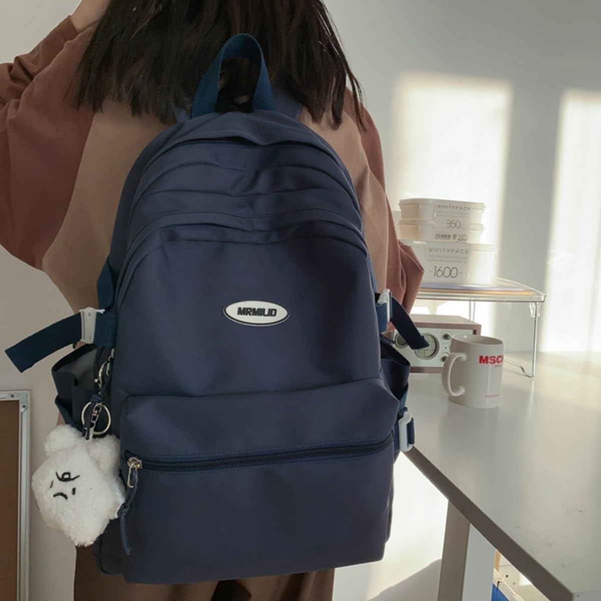 VTTDB Kawaii - Mochila con bonitos accesorios, mochila de viaje para mujer, estilo casual, estética, simple, impermeable, para laptop