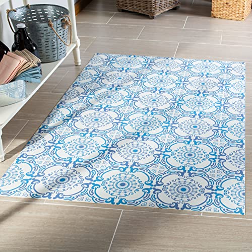 Tapete Vinílico Decorativo Azul e Marfil 99x152 cm miniatura 2