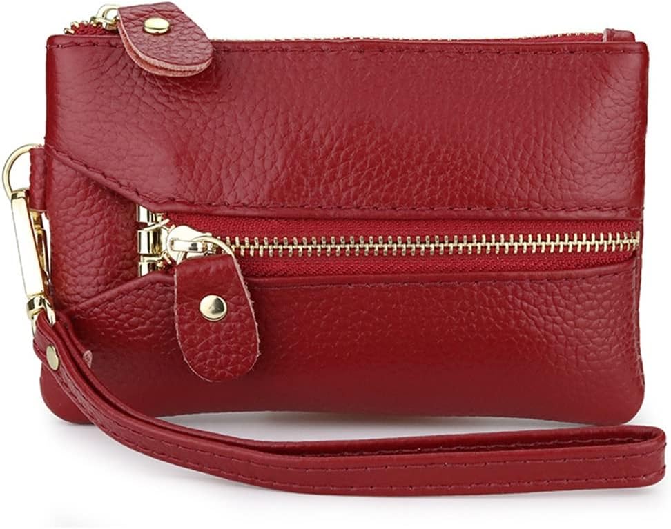 JSEIAJB Leather Men's And Women's Key Bag Hand-held Key Case Multi-function Coin Purse Bus Card All-in- Bag