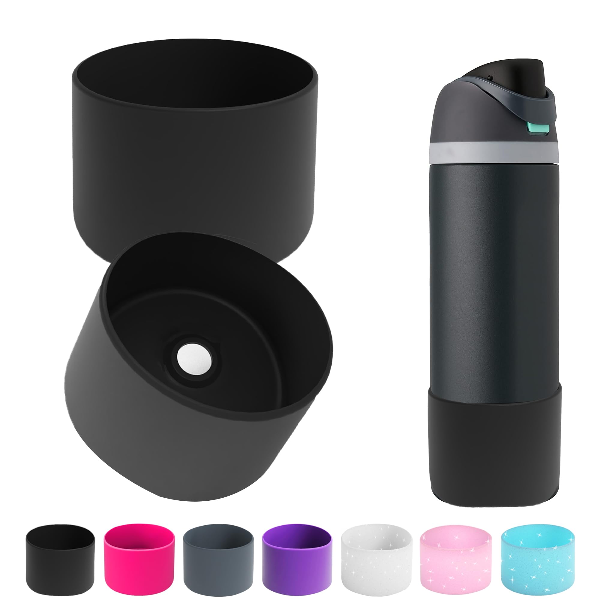 2PCS Silicone Water Bottle Boot for Owala 14/16oz 24oz 32oz 40oz,Anti-Slip Protective Sleeve Bottom Bumper Protector for FreeSip, Twist, and Flip