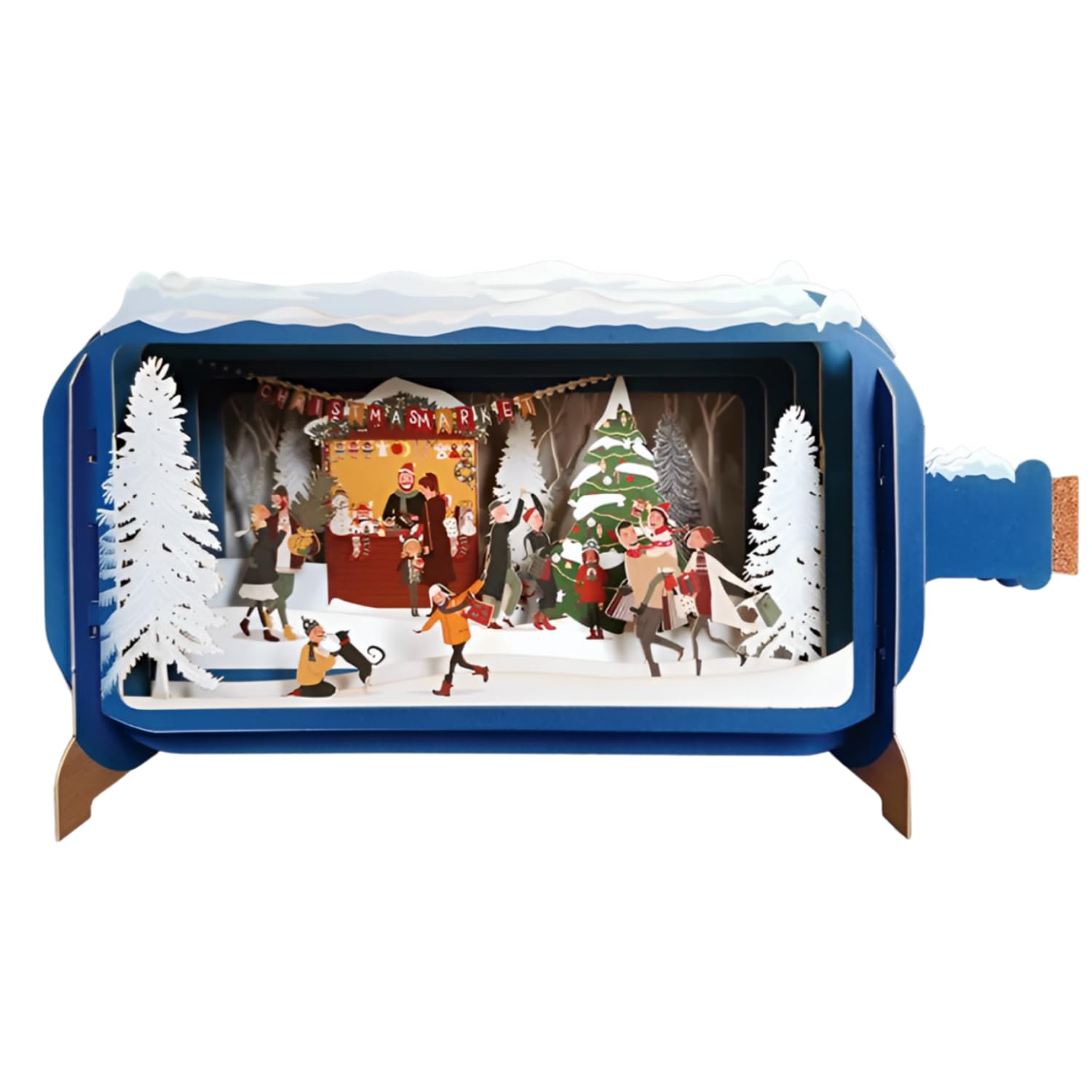 Message In A Bottle Festive Xmas Market Pop Up Christmas Card By Alljoy Cards XMIB073, Blue, 24cm x 12cm