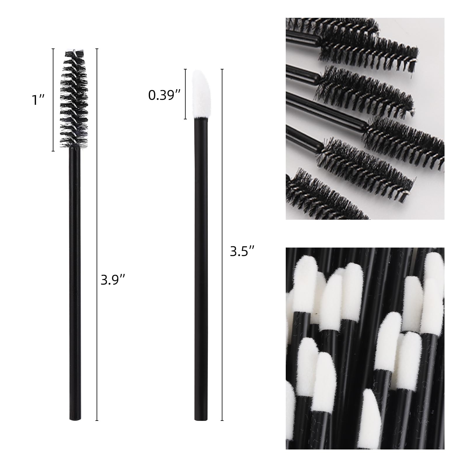 Tbestmax 600 Stück Mascara-Stäbe und Lippenpinsel, schwarze Lippenstiftstäbe, Augenbrauenspulen, Pinsel für Wimpernverlängerungen, Einweg-Make-up-Applikator, Beauty-Werkzeug-Kits