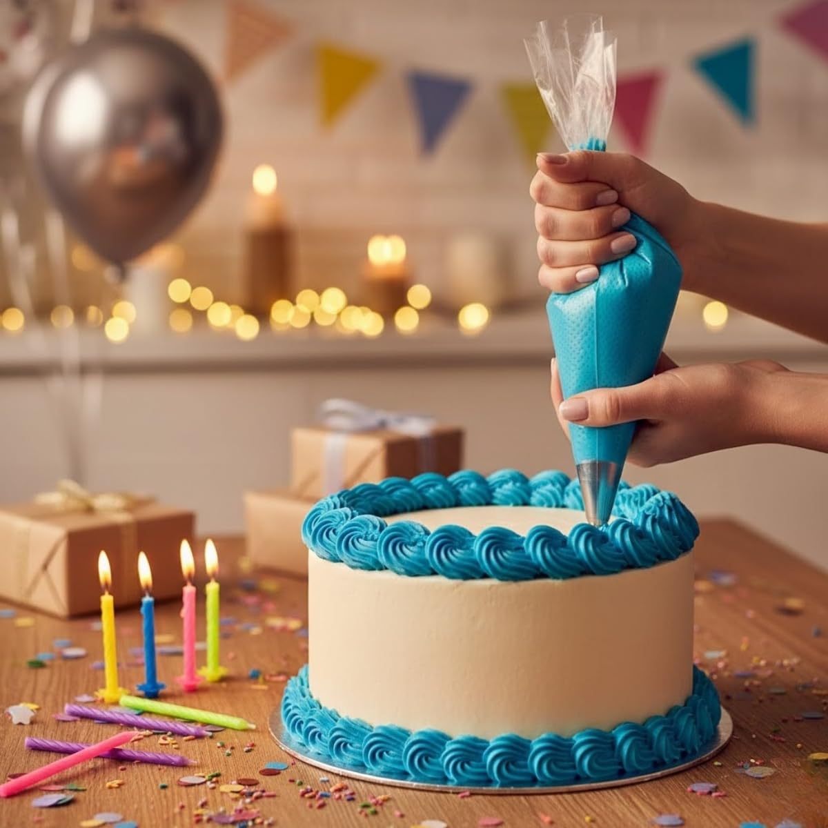 50 Adet Tek Kullanımlık Krema Sıkma Torbası – 30 cm Şeffaf Pasta ve Kek Süsleme Poşeti – Patlamaz ve Kaymaz Yapılı Profesyonel Şanti Torbası – Mutfak Dekorasyon Seti