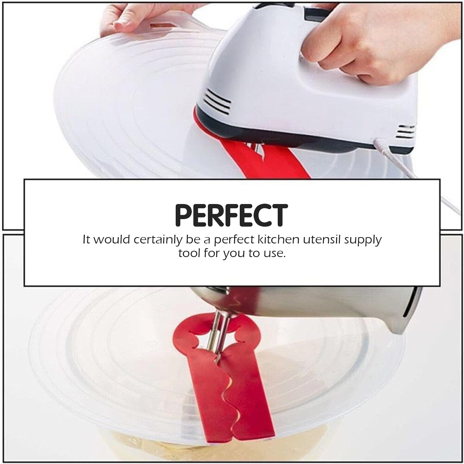 12" Mixing Bowl Splatter Guard BPA-Free Fits Most Hand & Stand Mixers (Red)