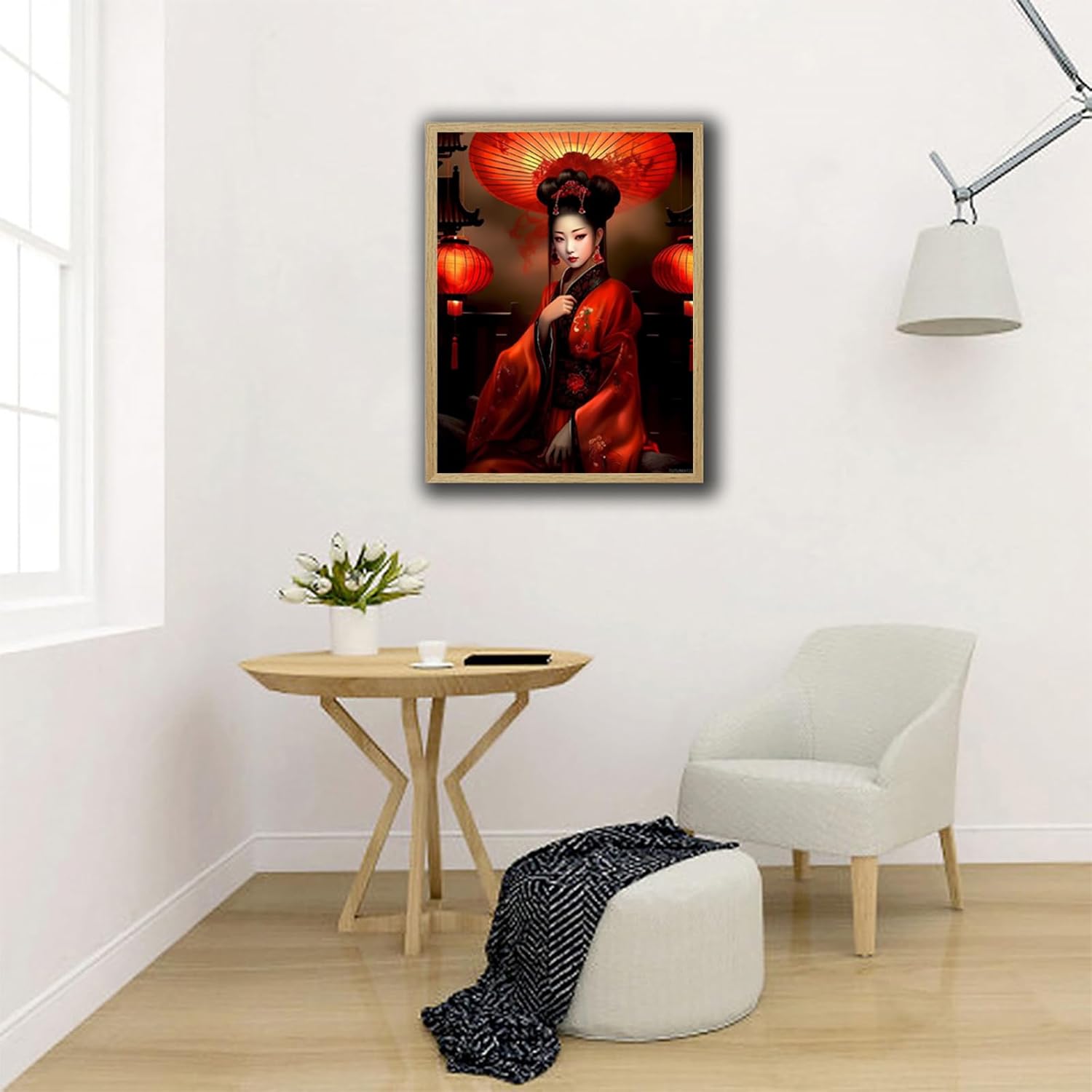 TUTUMAY21 DIY Geisha Girl Beautiful Women Diamond Painting Beauty Paint by Numbers for Adults Full Round Diamond Art Kits for Room Decor and Living Room Decor 30x40cm